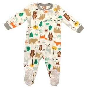 CARTER’S Toddler Woodland Animal Soft Fleece Zip Up One Piece Footie Pajamas